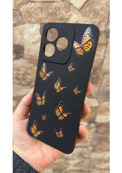 Realme C63 Uyumlu Turuncu Kelebek Desenli Silikon Darbe Emici Klasik Korumalı Rubber Kılıf modelleri