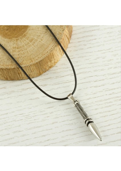 Ok Metal Vinlex Deri Kolye