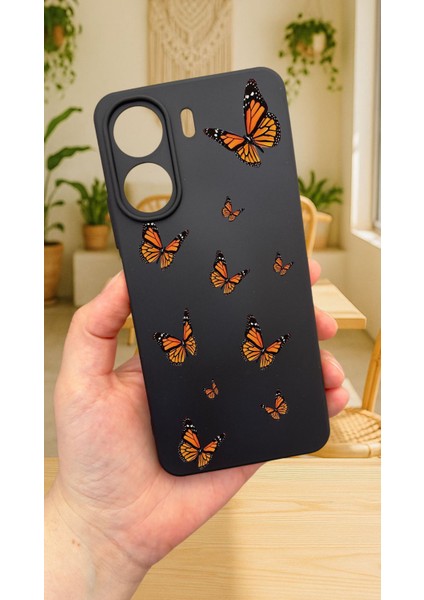 Redmi 13C-KELEBEK Desenli Lansman Kamera Korumalı Yumuşak Silikon Rubber Kılıf