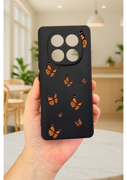 Redmi Note 14 Pro 4g-Turuncu Kelebek Desenli Silikon Darbe Emici Klasik Korumalı Rubber Kılıf fiyatları
