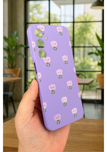Samsung Galaxy A25 Uyumlu Mini Lale Desenli Silikon Darbe Emici Klasik Korumalı Rubber Kılıf modelleri