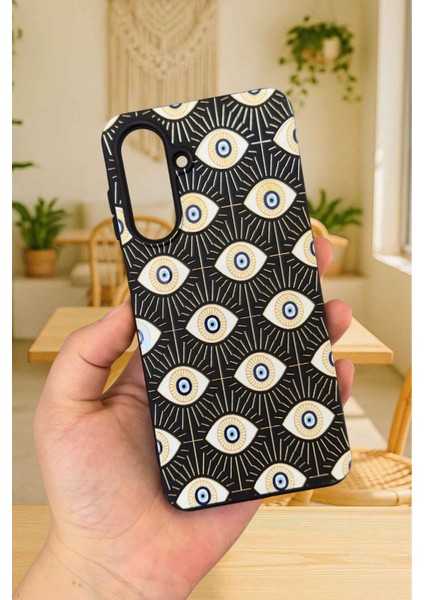 Samsung Galaxy A56 Uyumlu Evıl Eye Desenli Silikon Darbe Emici Klasik Korumalı Rubber Kılıf