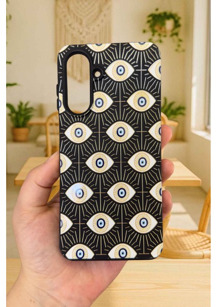 Samsung Galaxy A56 Uyumlu Evıl Eye Desenli Silikon Darbe Emici Klasik Korumalı Rubber Kılıf fiyatları