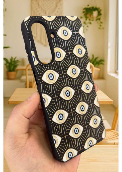 Samsung Galaxy A56 Uyumlu Evıl Eye Desenli Silikon Darbe Emici Klasik Korumalı Rubber Kılıf modelleri