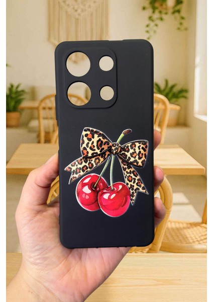 Infinix Note 30 Uyumlu Kiraz Leopar Fiyonk Desenli Silikon Darbe Emici Rubber Kılıf fiyatları