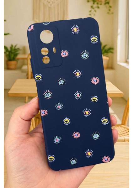 Redmi Note 12S - Mini Evıl Eye Desenli Silikon Darbe Emici Klasik Korumalı Rubber Kılıf