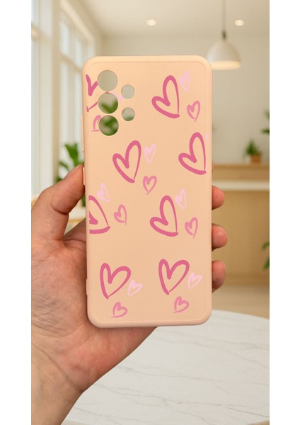 Samsung Galaxy A32 -Kalp Desenli Pudra Silikon Darbe Emici Klasik Korumalı Rubber Kılıf fiyatları
