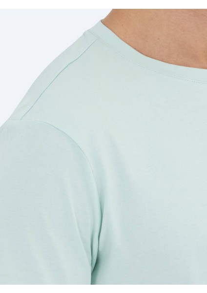 Açık Yeşil Düz Bisiklet Yaka %100 Pamuk T-Shirt fırsatları