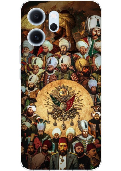 Oppo Reno 14F Uyumlu Osmanlı Padişahları Baskılı Silikon Kılıf
