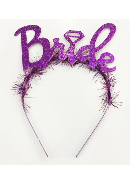 Mor Renk Bekarlığa Veda Italik Yazı Alyanslı Bride Taç