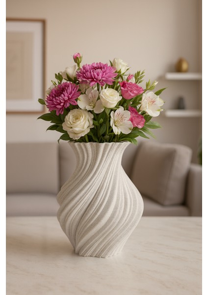 Spiral Tasarımlı Dekoratif Vazo – Modern Minimalist Ev Aksesuarı (Çiçekler Dahil Değildir)