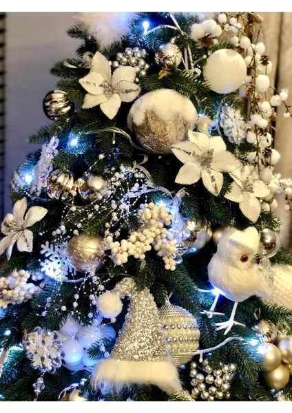 1 Adet Karlı Lüks Yılbaşı Ağacı Ithal Süs 11,5 cm