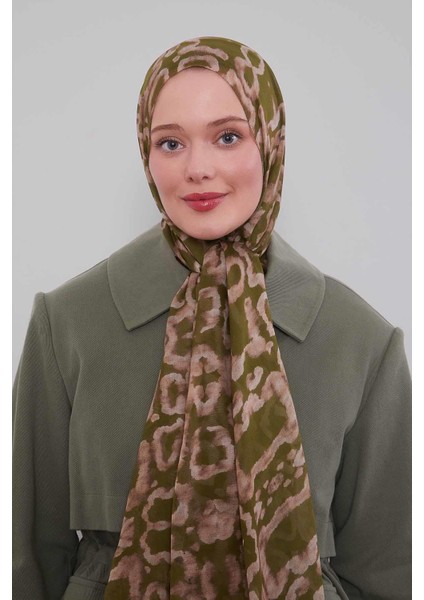 Çimen Yeşili Leopar Desen Vivian Şal modelleri