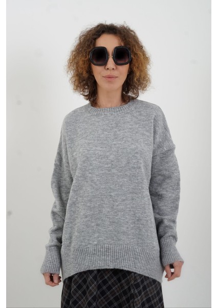 Gri Melanj Best Bisiklet Yaka Kazak modelleri