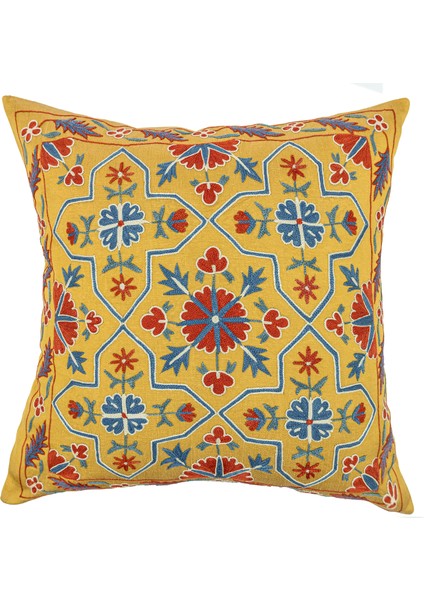 Ravina Çiçek Desenli Suzani Kırlent 50X50 cm