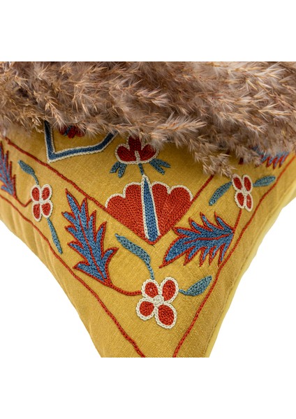 Ravina Çiçek Desenli Suzani Kırlent 50X50 cm fırsatları