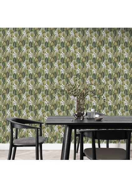 Açık Yeşil Yapraklar Tek Parça Duvar Kağıdı -Isı ve Ses Yalıtımı Yırtılmaz