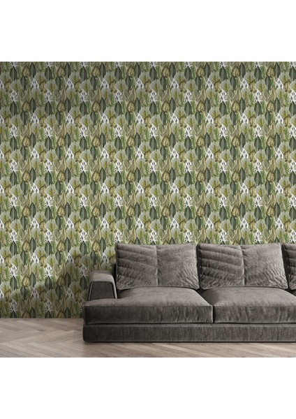 Açık Yeşil Yapraklar Tek Parça Duvar Kağıdı -Isı ve Ses Yalıtımı Yırtılmaz modelleri