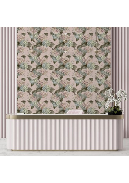 Pembe Lavanta Çiçekler Desenli Duvar Kağıdı -Isı ve Ses Yalıtımı Yırtılmaz