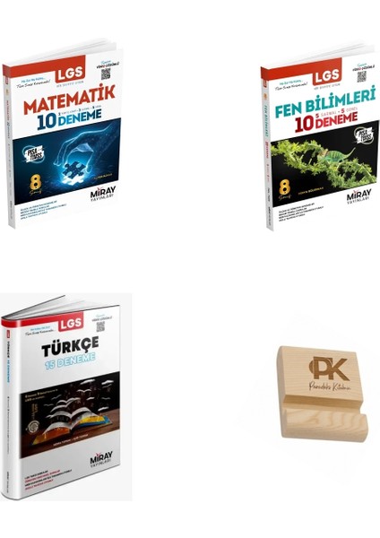 Miray Lgs 8. Sınıf Matematik Fen Bilimleri ve Türkçe Denemeleri 3lü Set + Telefon Standı