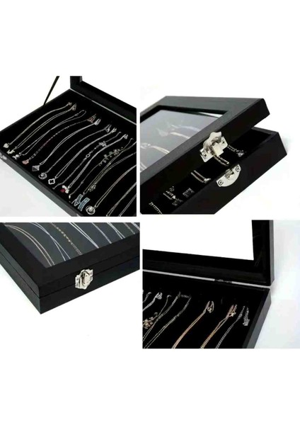 Cam Kapaklı, Deri Kaplama, Yüzük, Küpe, Kolye Takı Kutusu modelleri