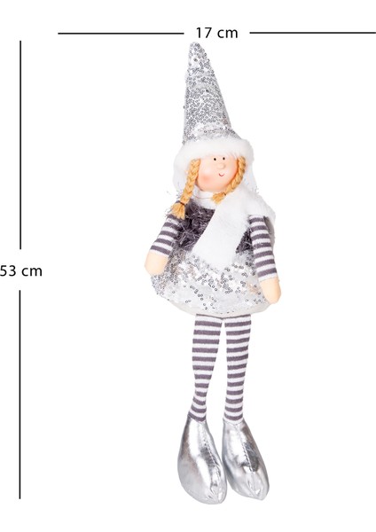 Yılbaşı Süsü, Oturan Peri Figürü, Gri - Tütü Etekli, 17X53 cm modelleri