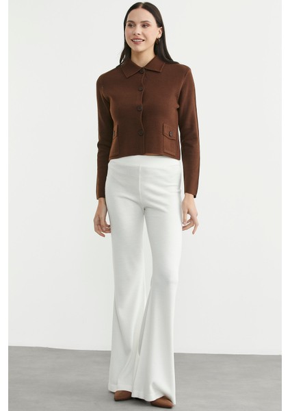 Düğmeli Cep Detaylı Triko Ceket - Kahve fiyatları