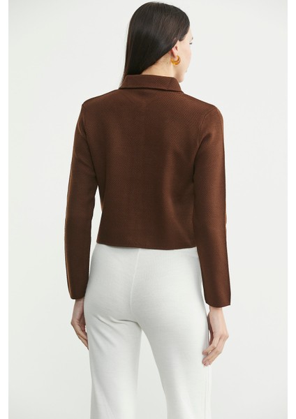 Düğmeli Cep Detaylı Triko Ceket - Kahve fırsatları