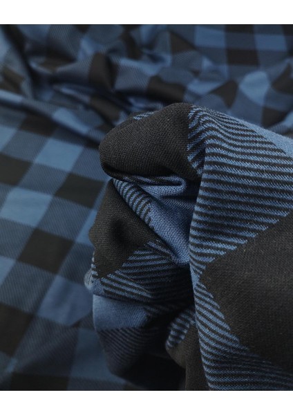 Koyu Mavi Siyah Ekoseli Örme Kumaşü (En 160 cm x Boy 200 Cm) indirimleri