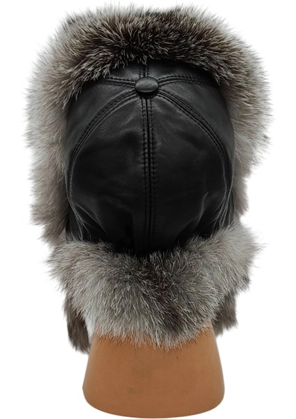 Hakiki Deri Gerçek Tilki Kürklü Ushanka Şapka Kalpak Erkek Kadın Şapka Bere Boz Renklii indirimleri