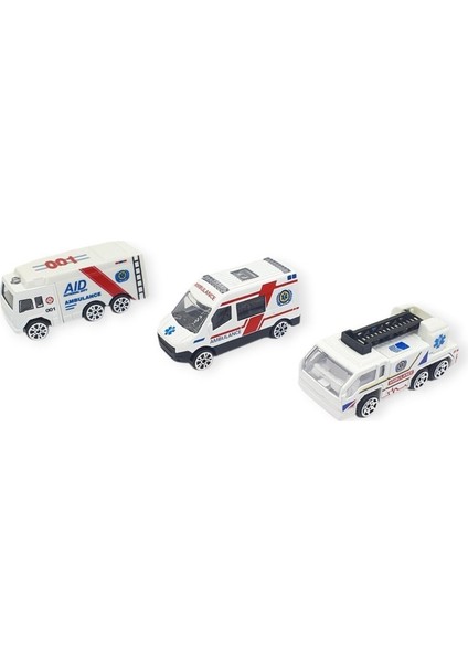3'lü Iş Makinaları Road Seti - Die Cast - DS044 - Ambulans (Lisinya)