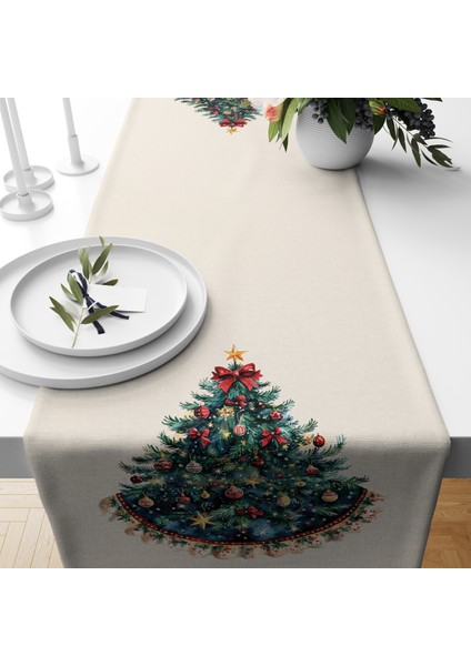 Dijital Baskılı Runner - Yılbaşı / Christmas Desenli - 140X40 cm