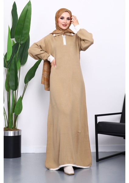 Vizon Gömlek Yaka Fermuarlı Triko Elbise fiyatları