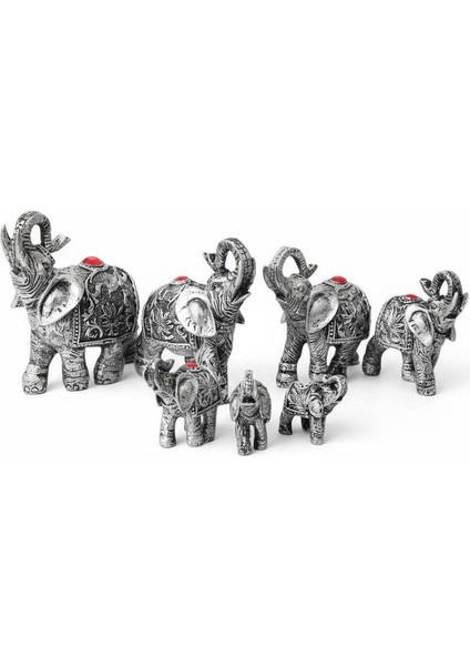 Lüks Motif Işlemeli Feng Shui 7’li Şans Bereket Fil Heykeli Biblo Seti Ev Ofis Yeni Yıl Hediyesi 7 fırsatları