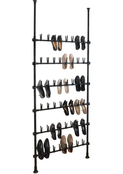 Teleskopik Tavan-Duvar Arası Ayarlanabilir Ayakkabılık 48 Çift Kapasiteli fiyatları