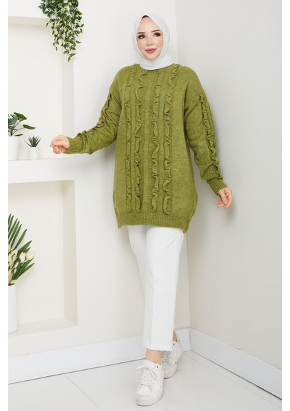 Kadın Fırfır Detaylı Kazak -PMK486 modelleri