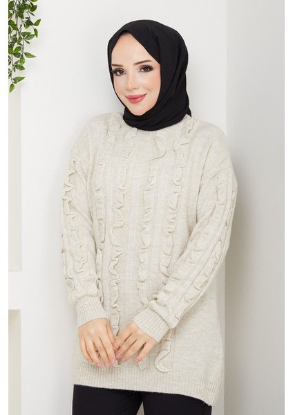 Kadın Fırfır Detaylı Kazak -PMK486