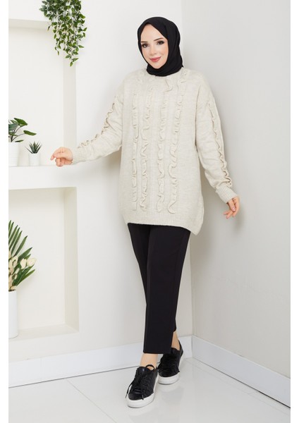 Kadın Fırfır Detaylı Kazak -PMK486 modelleri