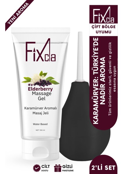 Karamürver Aromalı Su Bazlı Kayganlaştırıcı Jel 100 ml + Siyah Anal Temizlik Pompası S Boy 2’li Set