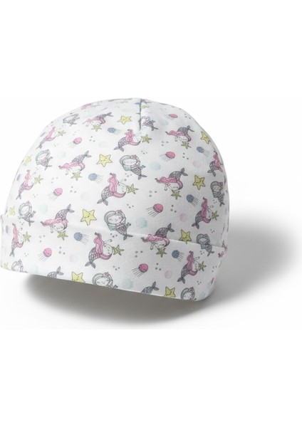 Kız Bebek ve Çocuk Denizkızı Desenli Penye Bere