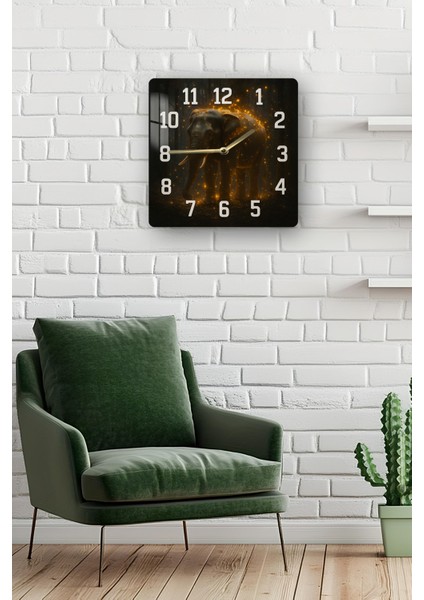Işıklı Fil Temalı Temperli Cam Kare Saat 33X33 cm Ebadında Uv Baskı - KCS091 fiyatları