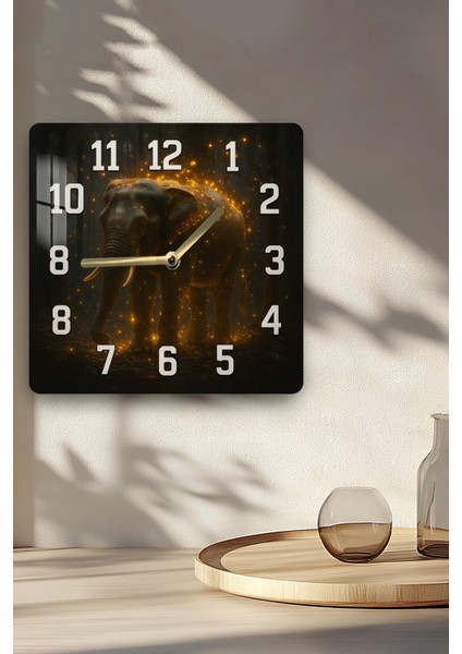 Işıklı Fil Temalı Temperli Cam Kare Saat 33X33 cm Ebadında Uv Baskı - KCS091 indirimleri