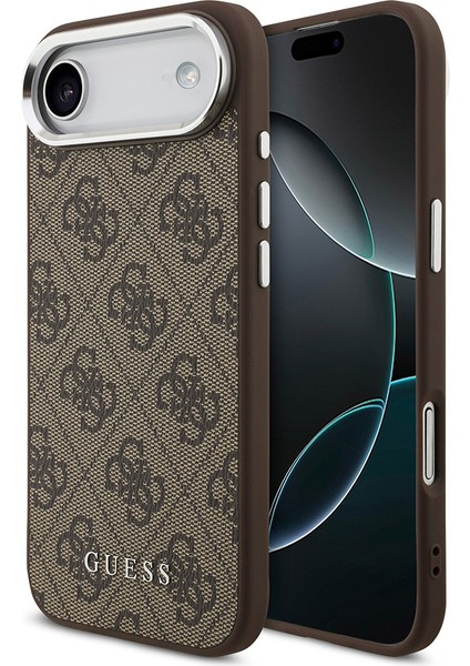 iPhone 17 Air Uyumlu Kılıf Guess Lisanslı M-Safe Özellikli 4g Klasik Yazı Logolu Kapak Kahverengi