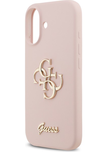 iPhone 17 Uyumlu Kılıf Guess Orjinal Lisanslı Grained Yazı Logolu Kapak Pembe