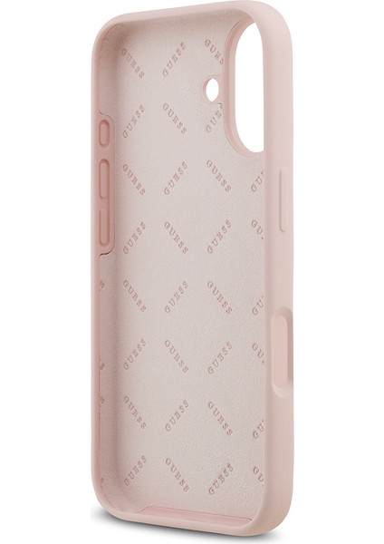 iPhone 17 Uyumlu Kılıf Guess Orjinal Lisanslı Grained Yazı Logolu Kapak Pembe