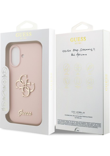 iPhone 17 Uyumlu Kılıf Guess Orjinal Lisanslı Grained Yazı Logolu Kapak Pembe