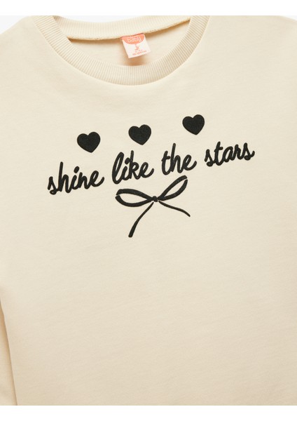 Uzun Kollu Bisiklet Yaka Pamuklu Baskılı Sweatshirt modelleri