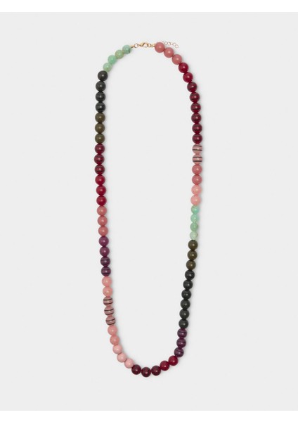 Taş Efektli Uzun Renkli Kolye