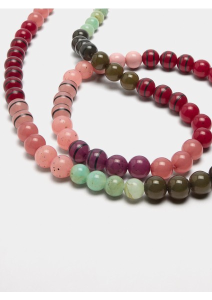 Taş Efektli Uzun Renkli Kolye modelleri