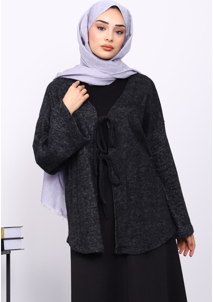 Siyah Ön Bağlamalı Yumoş Kimono modelleri